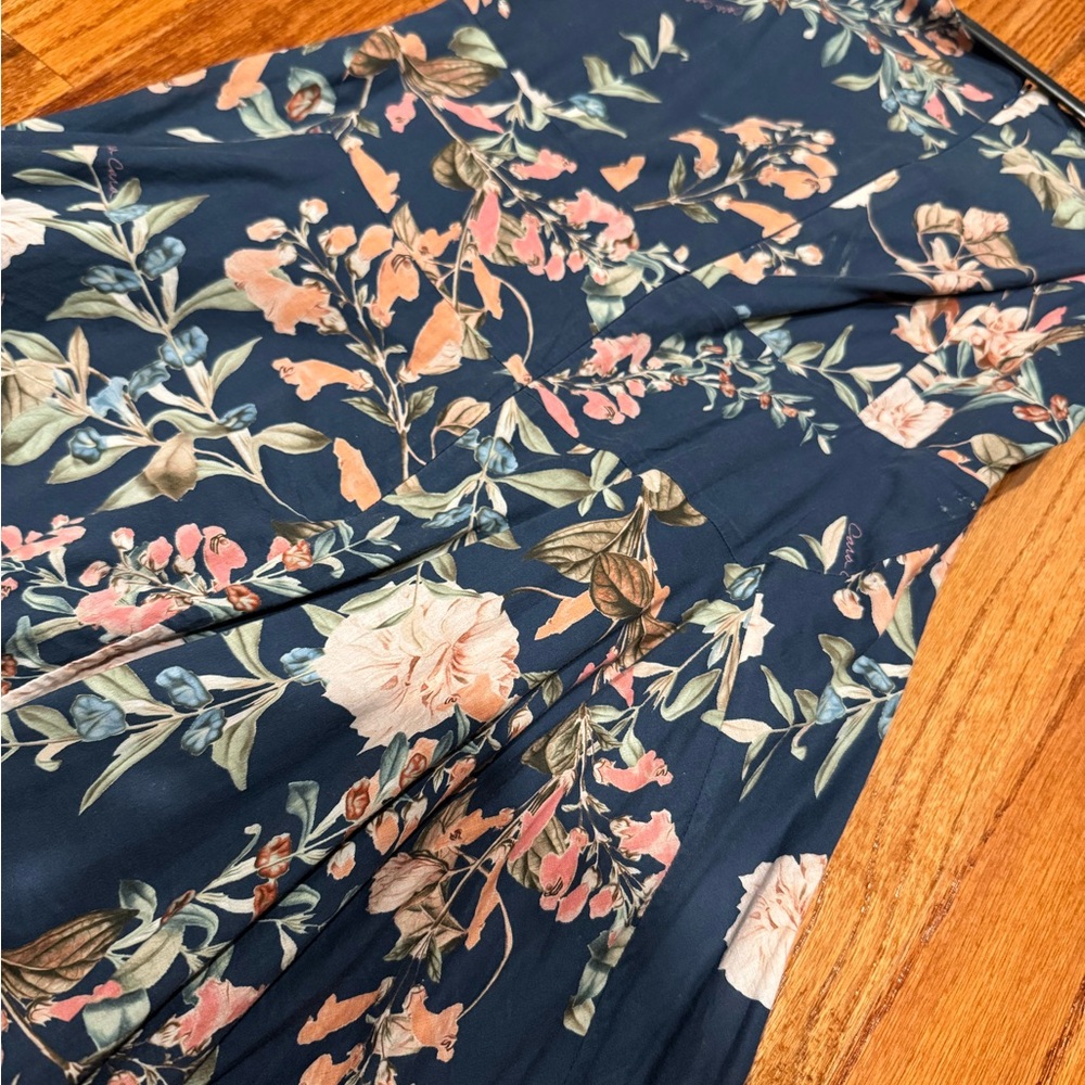 Cara Cara Bellport Blue Midi Floral Dress Fit & Flare Sweetheart Neck Designer - Picture 10 of 10